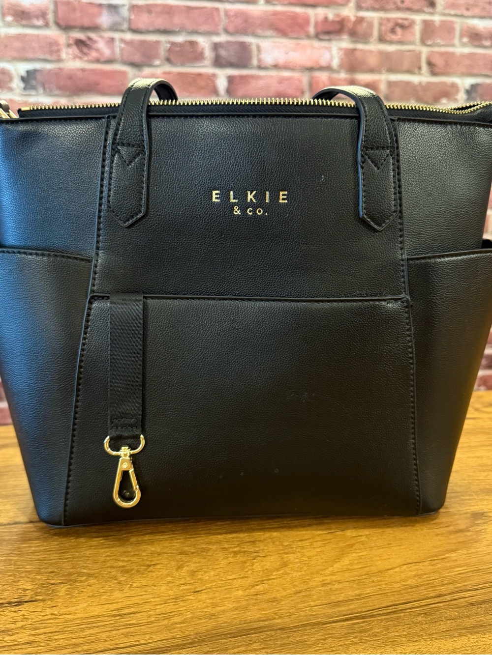 Black Leather Baby Diaper Bag Backpack Tote